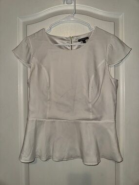 Express Women's Ivory Peplum Cap-Sleeve Top